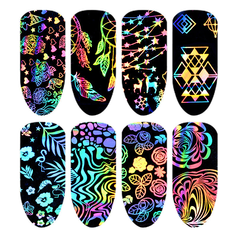 Laser Star Nail Stickers - Celestial Nail Art Decals (8 Sheets)