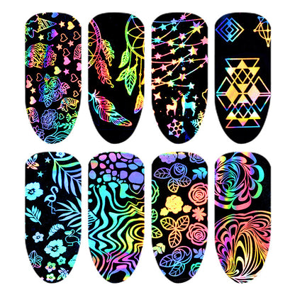 Laser Star Nail Stickers - Celestial Nail Art Decals (8 Sheets)