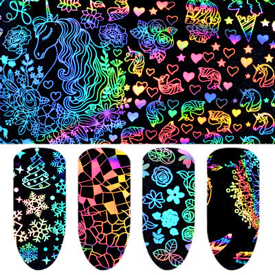 Laser Star Nail Stickers - Celestial Nail Art Decals (8 Sheets)