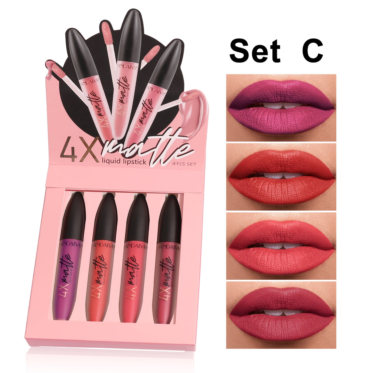 Four Times Matte Lip Gloss Set – Long-Lasting Fog Surface Finish