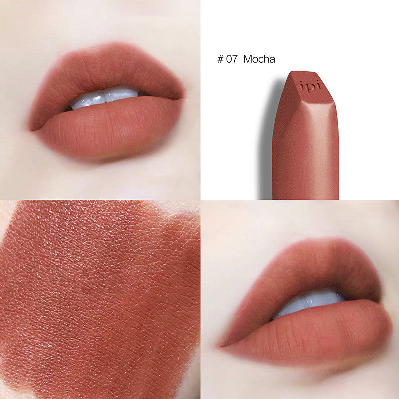 Soft Velvet Matte Lipstick – Rich Colors in Mocha Milk Tea, Red Brown Maple Leaf, Red Tassel Tomato, and Retro Red