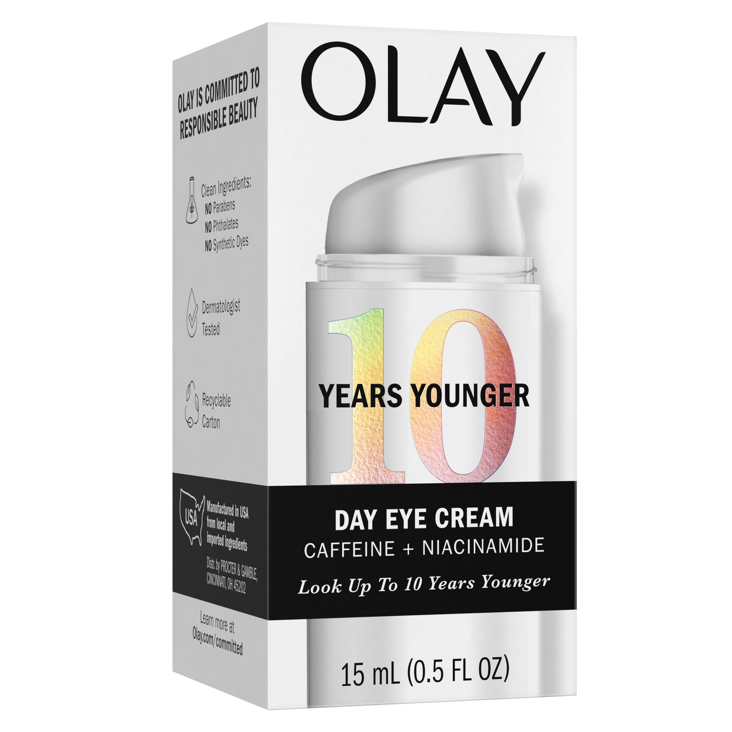 Skincare 10 Years Younger Anti-Aging Eye Cream with Caffeine + Niacinamide, 0.5 Fl Oz