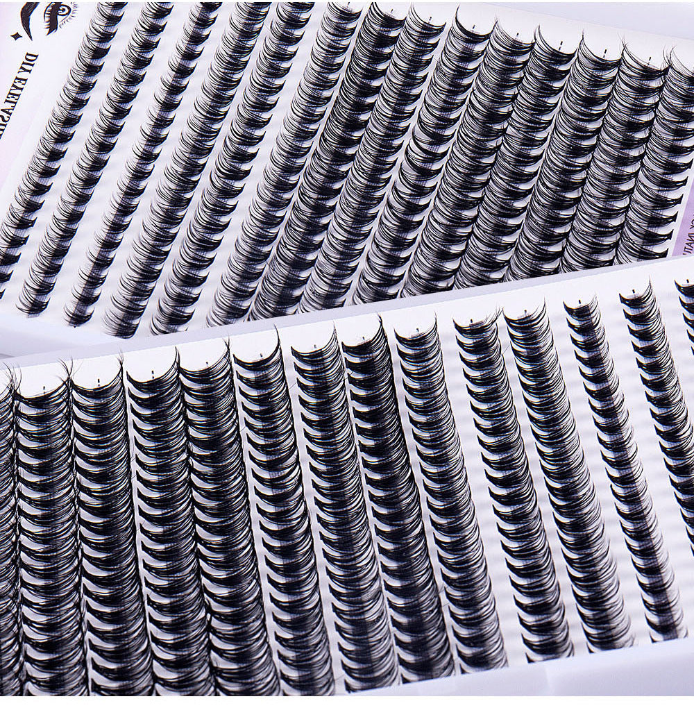 Segmented Natural Thick False Eyelashes with DIY Set - Artificial Fiber