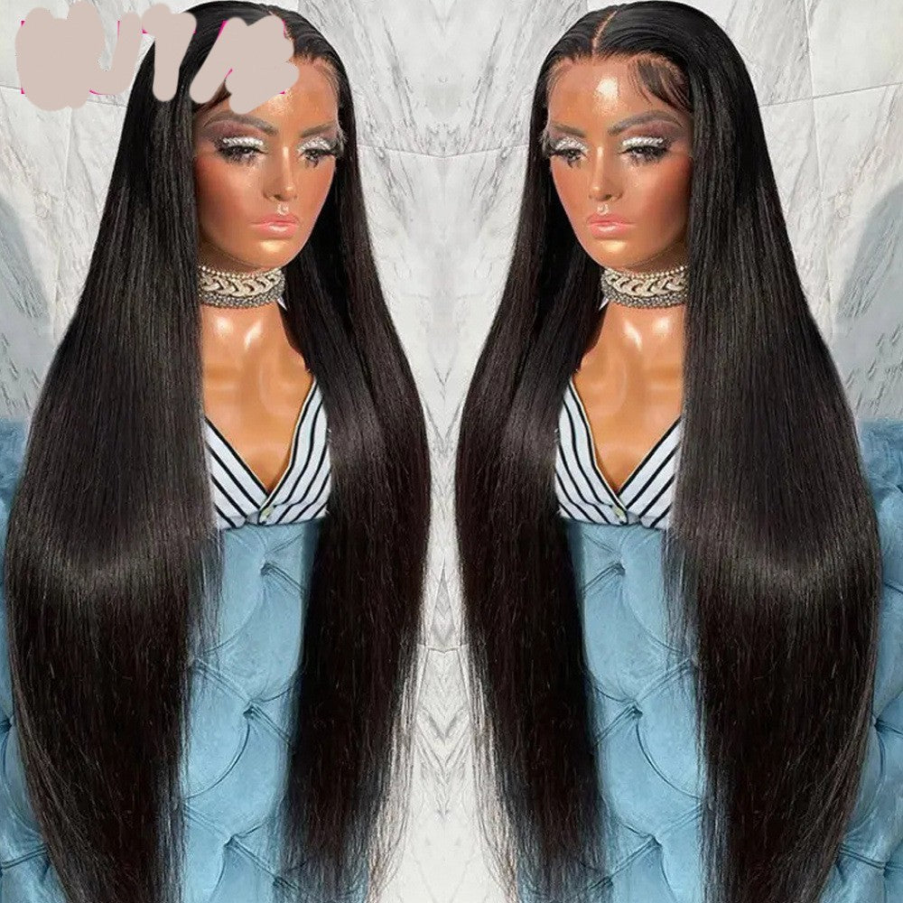 Real Human Hair Lace Wig Set - Versatile Straight Hair for Effortless Style