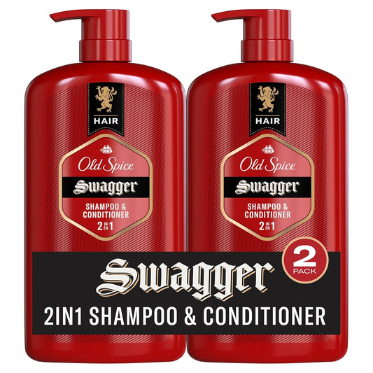 Old Spice Swagger 2-in-1 Shampoo and Conditioner Set for Men, Cedarwood Lime Scent - 29.2 Fl Oz Each