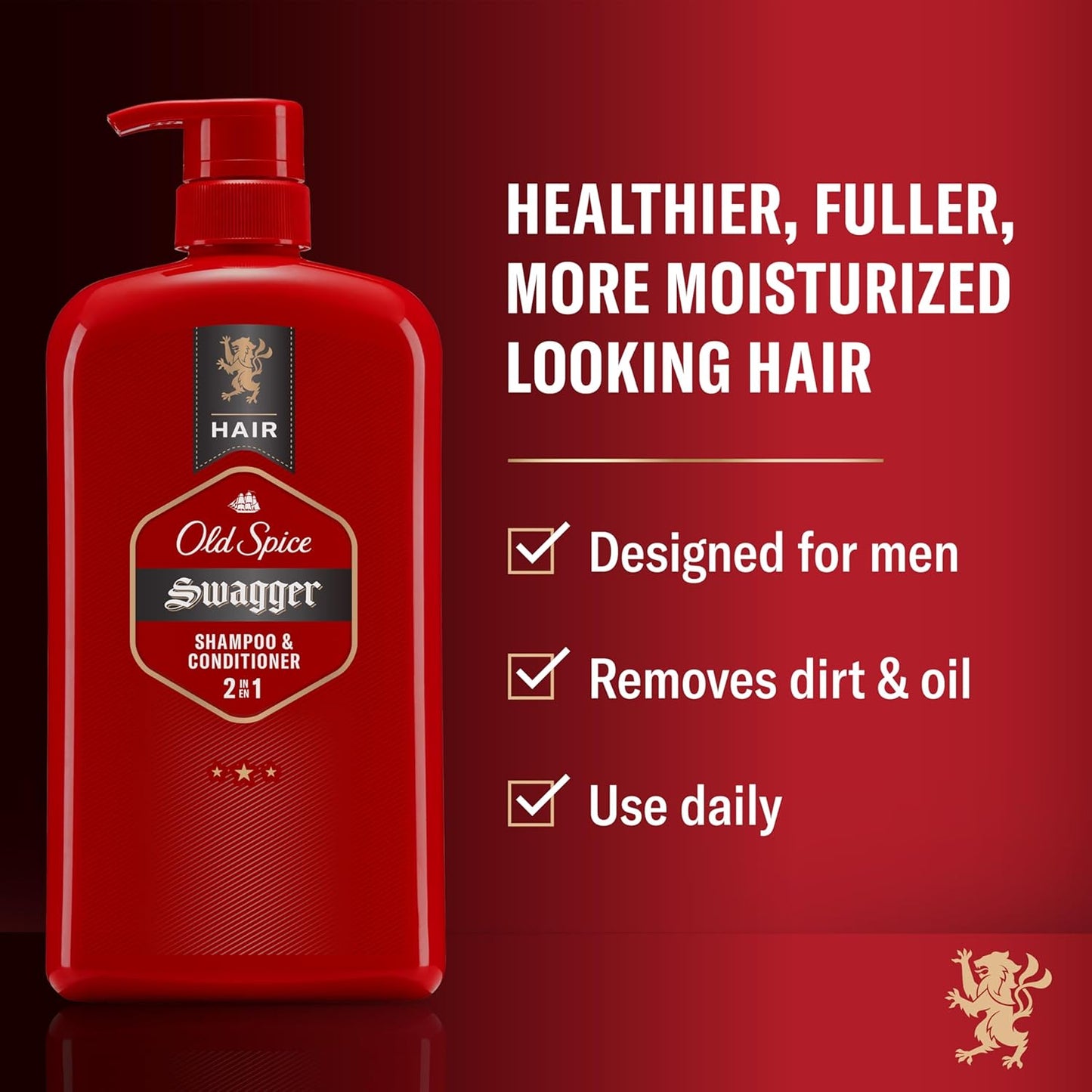 Old Spice Swagger 2-in-1 Shampoo and Conditioner Set for Men, Cedarwood Lime Scent - 29.2 Fl Oz Each