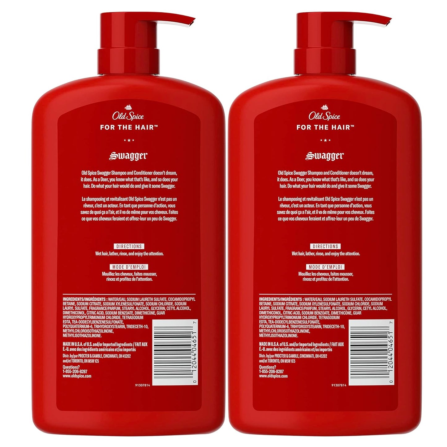 Old Spice Swagger 2-in-1 Shampoo and Conditioner Set for Men, Cedarwood Lime Scent - 29.2 Fl Oz Each