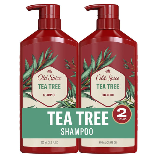 Old Spice Tea Tree Shampoo for Men, Cooling Shampoo - Twin Pack (21.9 Oz Each)