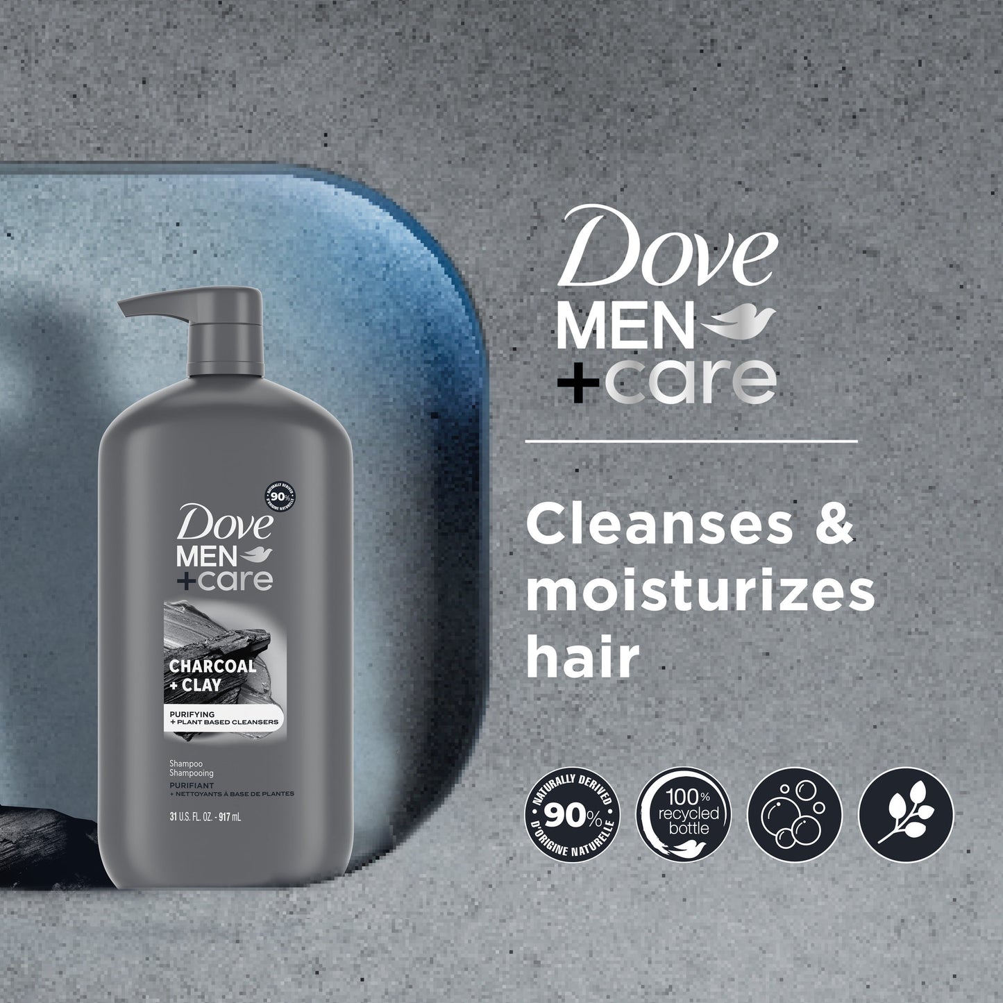 Men+Care Purifying Shampoo with Pump Charcoal + Clay, 31 Oz