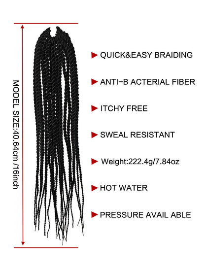 4X EZ Senegalese Long Crochet Braid – 16-Inch Synthetic Hair, Soft & Durable