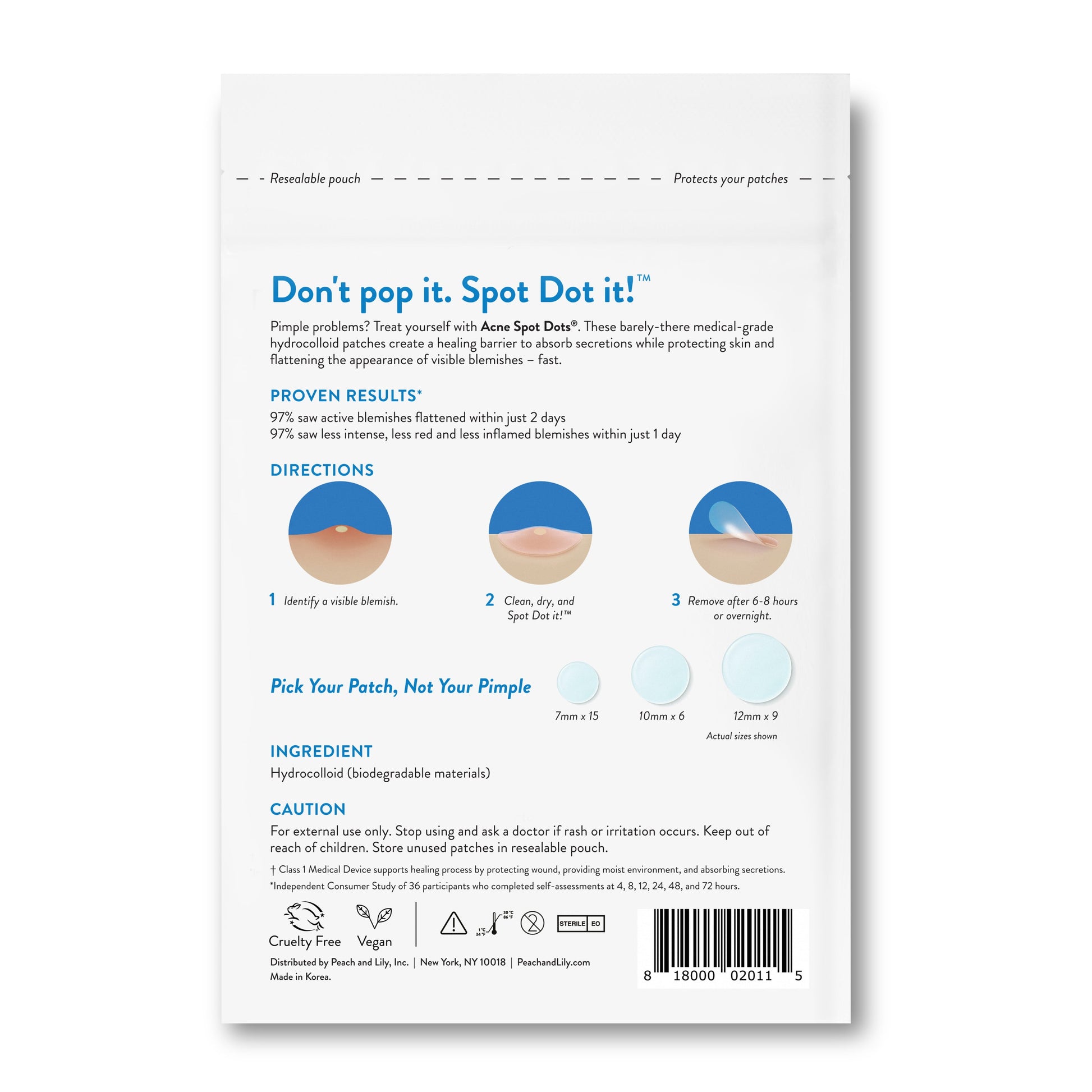 Acne Spot Dots, Hydrocolloid Pimple Patches, 30 Ct