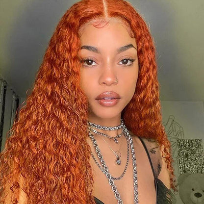 Front Lace Small Curly Hot Orange Wig – Synthetic Hair for a Bold Look