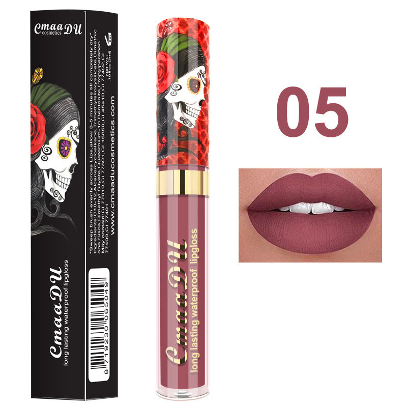 Light Metal Pearlescent Skull Lip Gloss Lipstick - Edgy Elegance