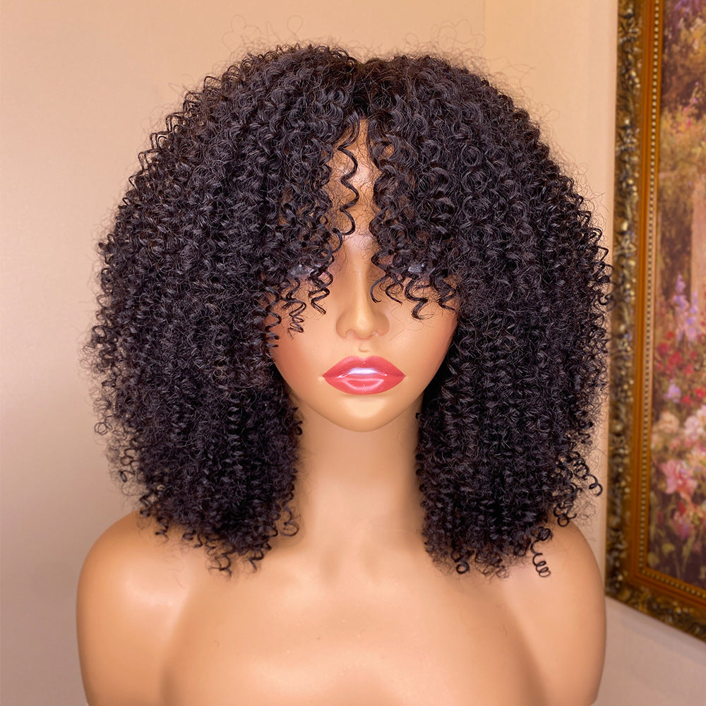 Kinky Curly Human Hair Wigs with Bangs - Versatile & Stylish Options