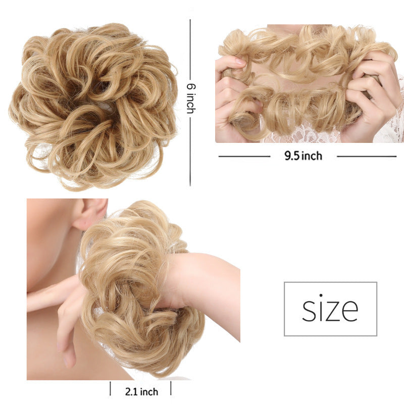 Fashionable Wig Hair Circle - High Temperature Resistant Wavy Ponytail Hair Band for Added Volume