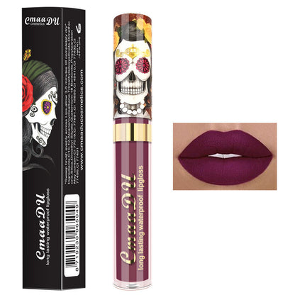 Light Metal Pearlescent Skull Lip Gloss Lipstick - Edgy Elegance