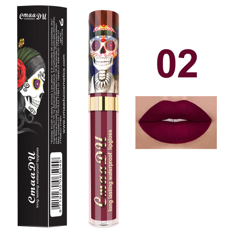 Light Metal Pearlescent Skull Lip Gloss Lipstick - Edgy Elegance