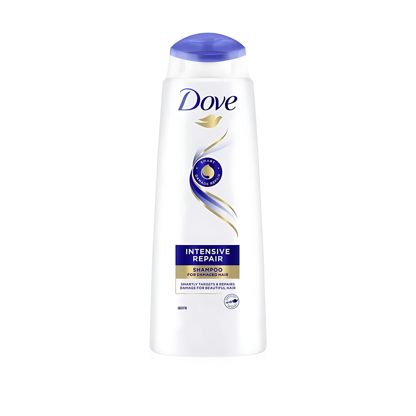 Bottle of Dove Intensive Repair Shampoo for strengthening and nourishing damaged hair. Shop at VIMP BEAUTY





