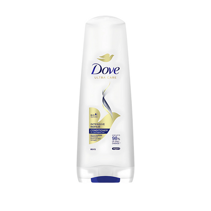 Bottle of Dove Intensive Repair Conditioner with benefits for smooth, shiny, and damage-free hair. Shop at VIMP BEAUTY






