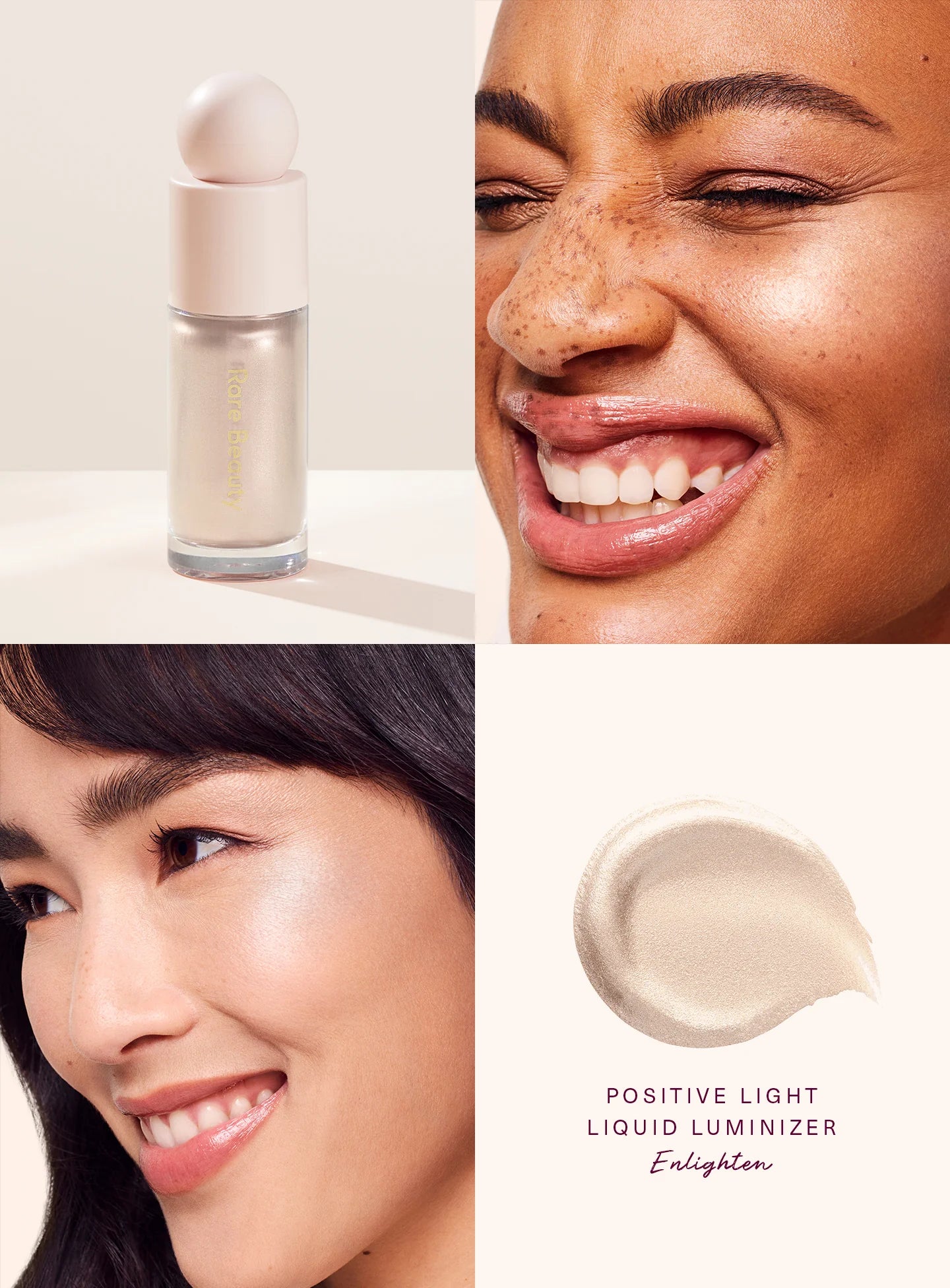 Positive Light Liquid Luminizer highlighter for a dewy, radiant glow on all skin tones. Shop Now at VIMP BEAUTY
