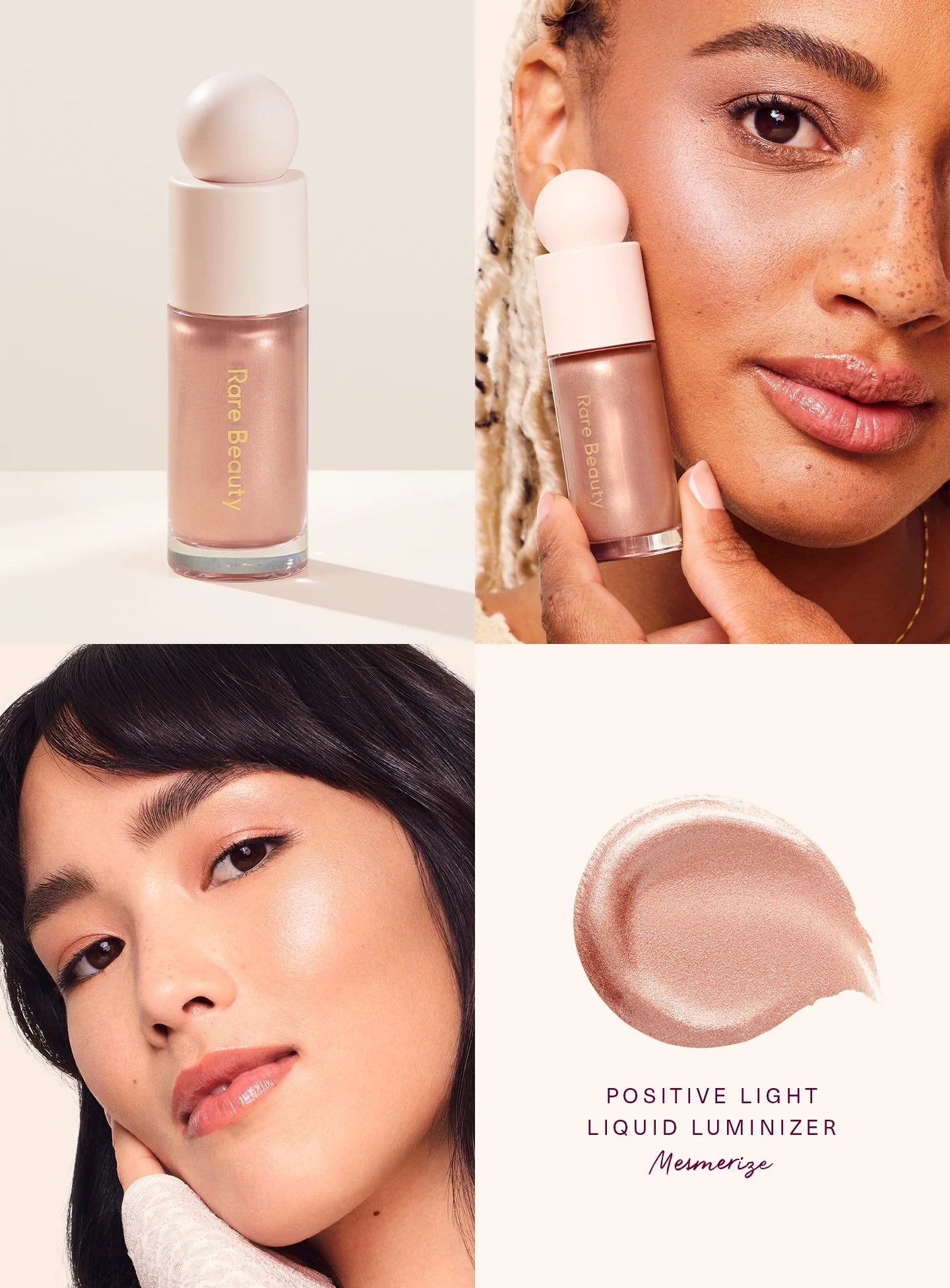 Positive Light Liquid Luminizer highlighter for a dewy, radiant glow on all skin tones. Shop Now at VIMP BEAUTY

