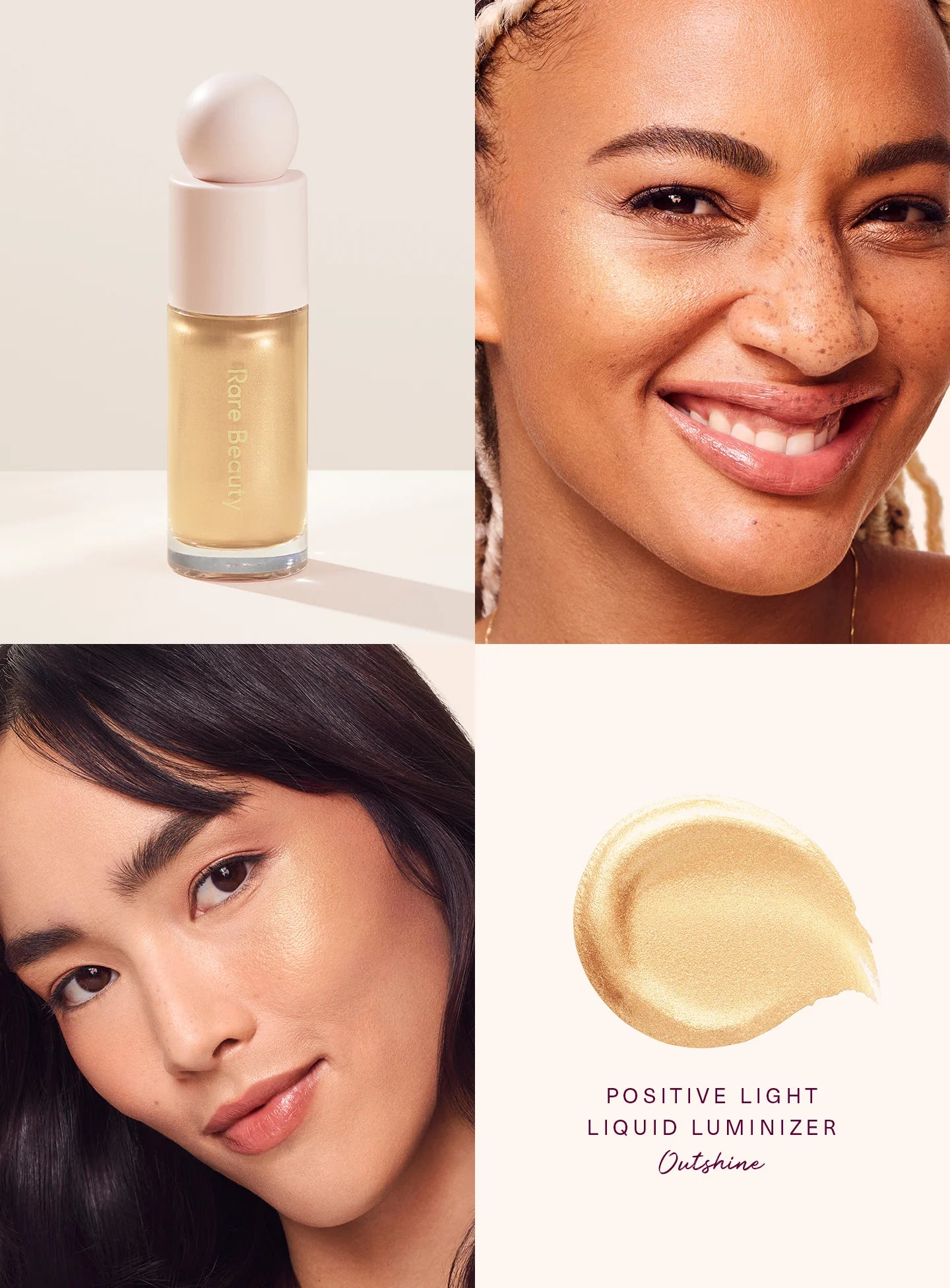 Positive Light Liquid Luminizer highlighter for a dewy, radiant glow on all skin tones. Shop Now at VIMP BEAUTY
