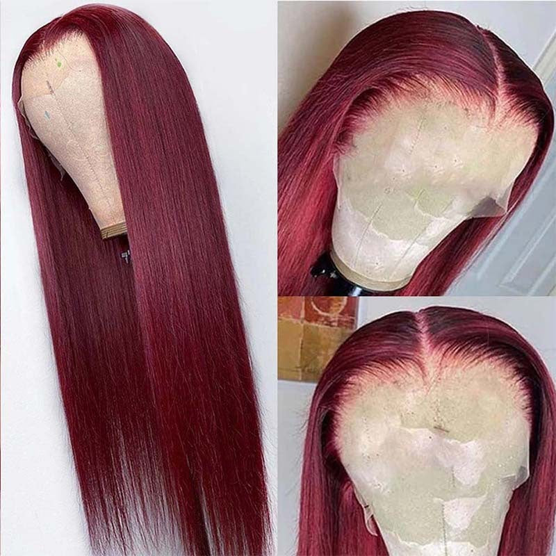 Full Headgear Long Straight Front Lace Wig - 100% Real Human Hair, Fully Hand-Woven