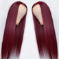 Full Headgear Long Straight Front Lace Wig - 100% Real Human Hair, Fully Hand-Woven