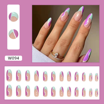 Nordic Wind Simple Nail Patches - 24 Chic Nail Designs in Color JP1420