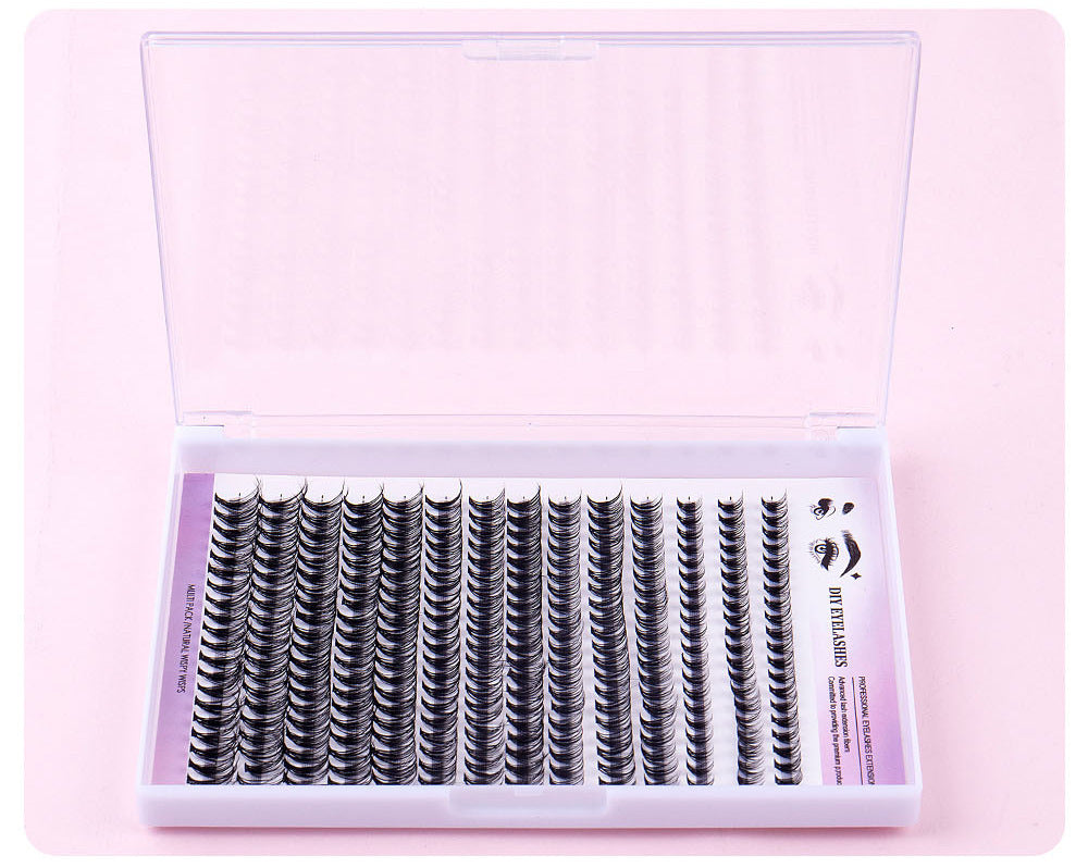 Segmented Natural Thick False Eyelashes with DIY Set - Artificial Fiber