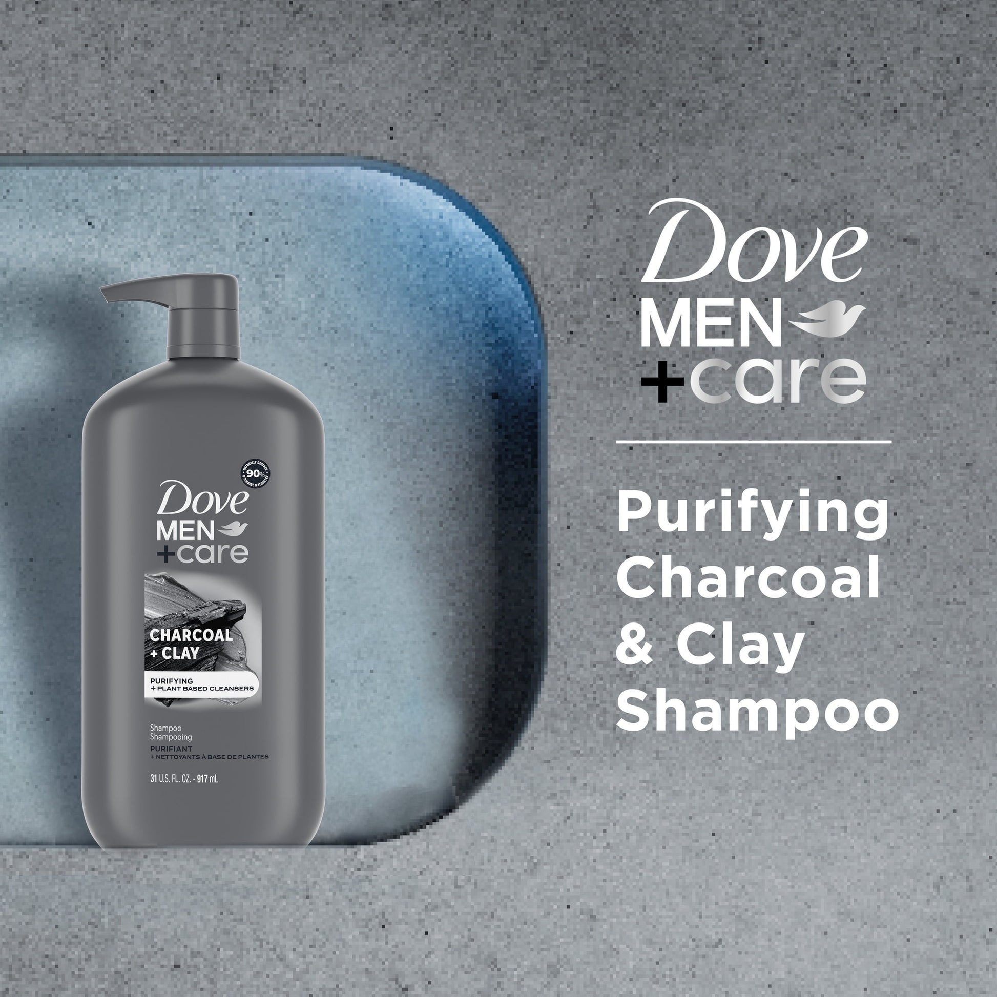 Men+Care Purifying Shampoo with Pump Charcoal + Clay, 31 Oz