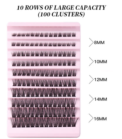 False Eyelash Set with Single Cluster - Natural, Large Capacity