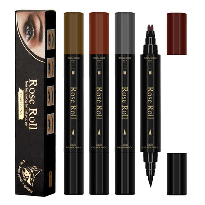 Double-Headed Self-Adhesive Eyeliner & Four-Pointed Waterproof Eyebrow Pencil Duo