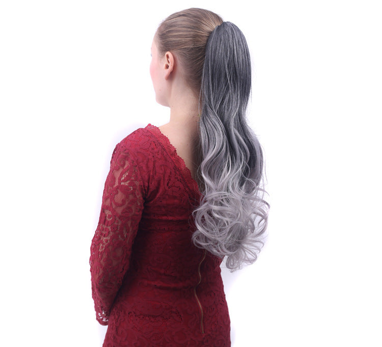 Colorful Gradient Clip-In Ponytail Wig - 55 cm High-Temperature Fiber