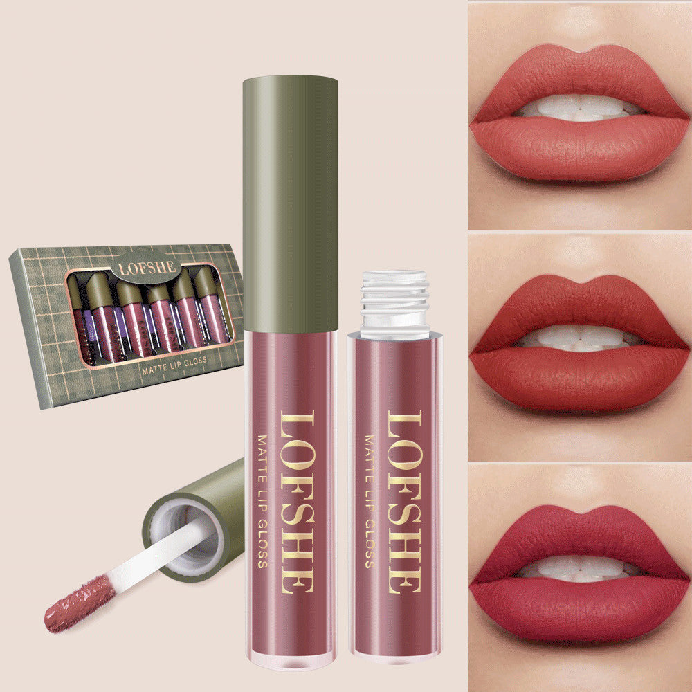 6 Colors Non-Stick Cup Earth Matte Lipstick - Flawless & Long-Lasting