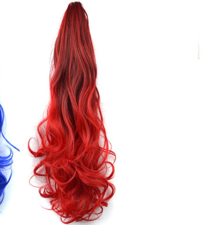 Colorful Gradient Clip-In Ponytail Wig - 55 cm High-Temperature Fiber