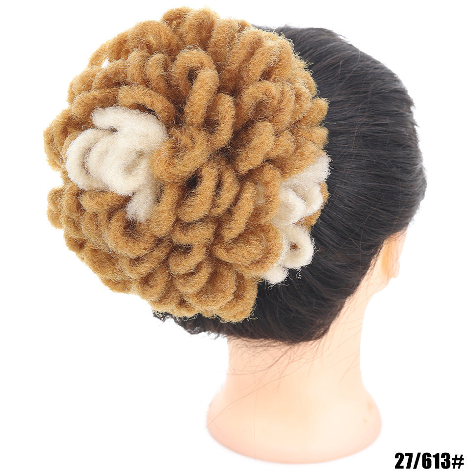 African Wig Bun Hair Bag Drawstring Dreadlocks Afro Hair Bun - High-Temperature Fiber