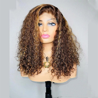 Transparent Lace Wig Hair Cover - 100% Real Hair in Hot Brown