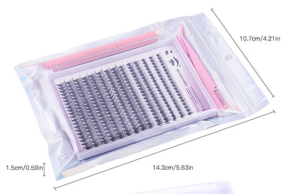 Segmented Natural Thick False Eyelashes with DIY Set - Artificial Fiber