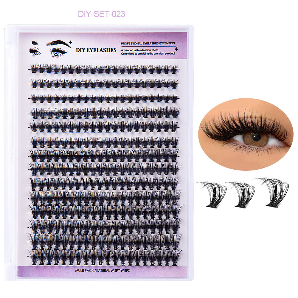 Segmented Natural Thick False Eyelashes with DIY Set - Artificial Fiber