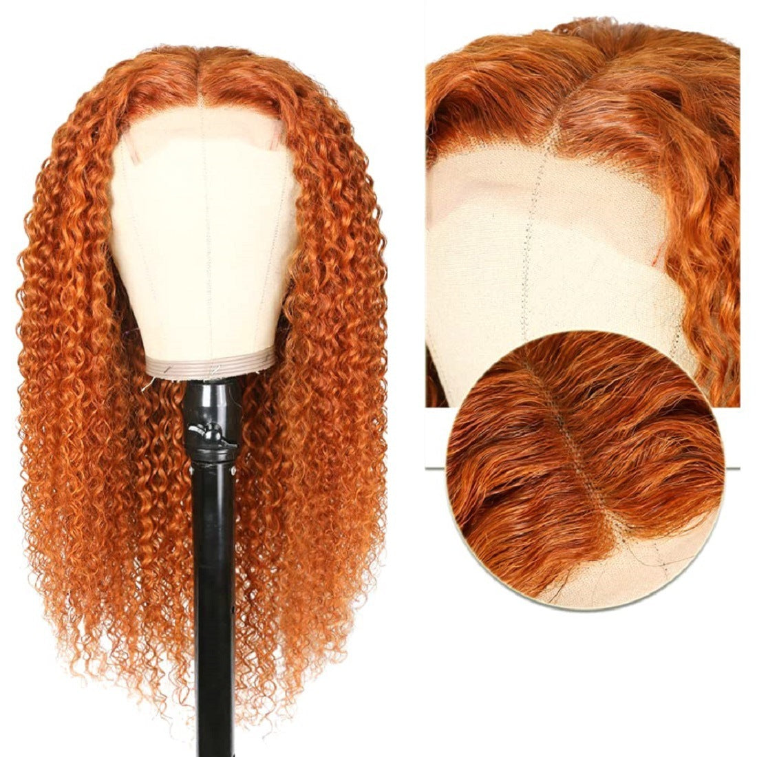 Front Lace Small Curly Hot Orange Wig – Synthetic Hair for a Bold Look