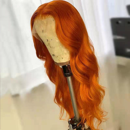 European & American Dark Orange Human Hair Wig - Bold & Customizable Style