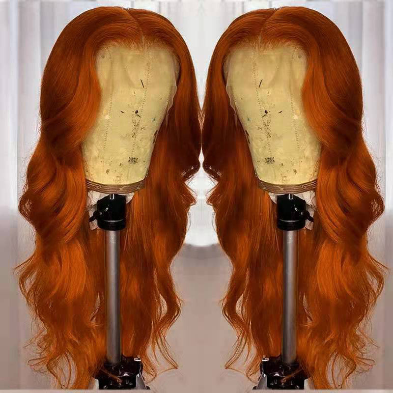 European & American Dark Orange Human Hair Wig - Bold & Customizable Style