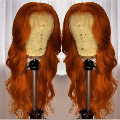 European & American Dark Orange Human Hair Wig - Bold & Customizable Style