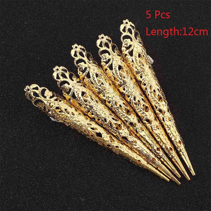 Golden Boho Dance Props - Indian Girl Nail Rings Set (5 Pcs)