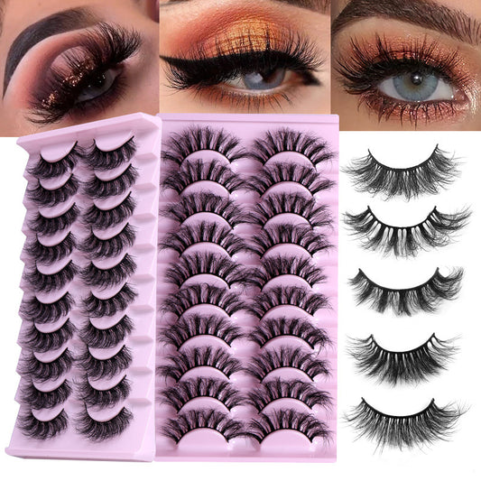 10 Pairs Natural Thick Curly False Eyelashes – Variety Pack for Stunning, Voluminous Lashes