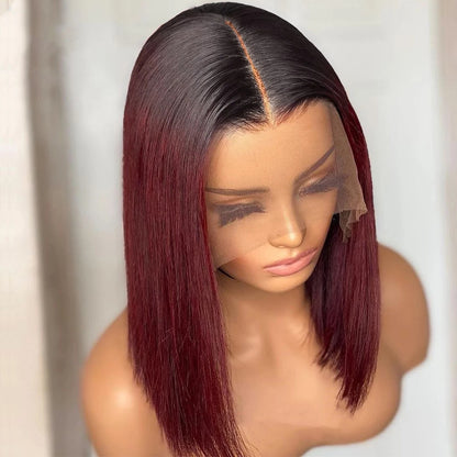 Short Straight 1B-99J Colored Bob Human Hair Wig – Versatile Brazilian Remy Hair