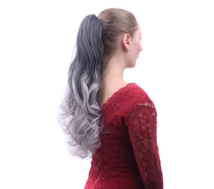 Colorful Gradient Clip-In Ponytail Wig - 55 cm High-Temperature Fiber