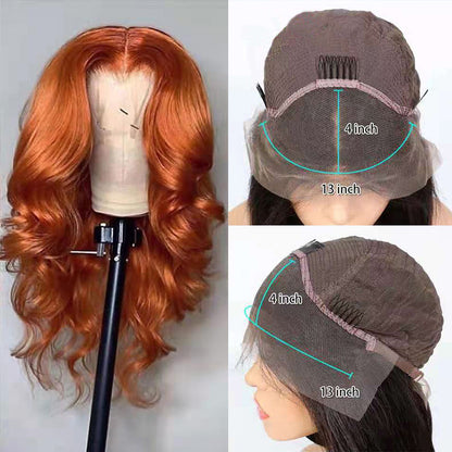 European & American Dark Orange Human Hair Wig - Bold & Customizable Style