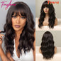 Sweet & Cute Long Wavy Wig for Women – Black Curly Synthetic Hair with Side Fringe